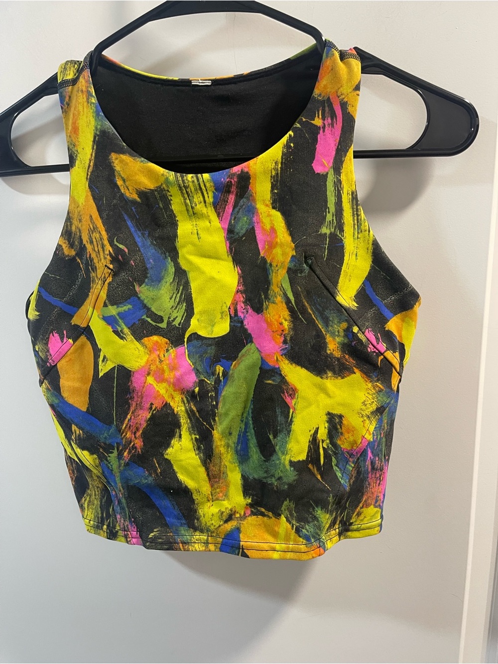 lululemon athletica Black Neon Brushstroke Crop Top
